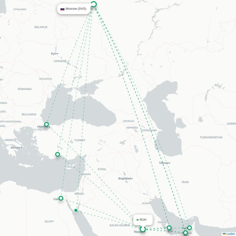 RUH - SVO route map
