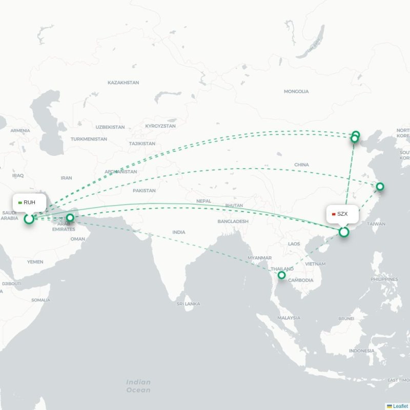RUH - SZX route map