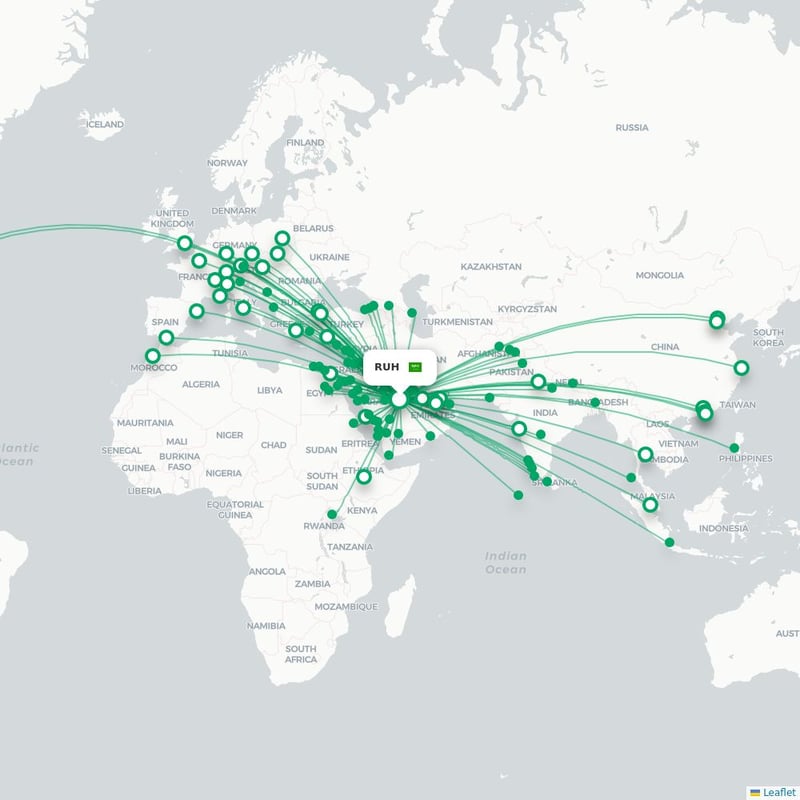Route map Riyadh  RUH airport