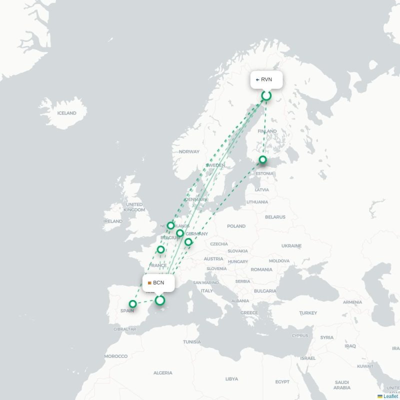 RVN - BCN route map