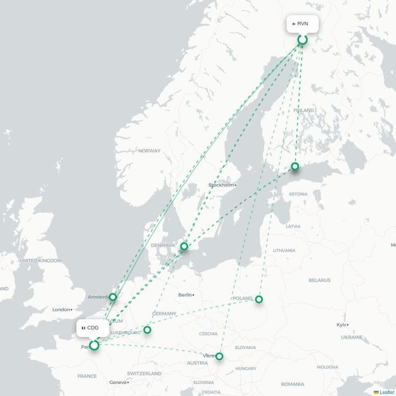 RVN - CDG route map