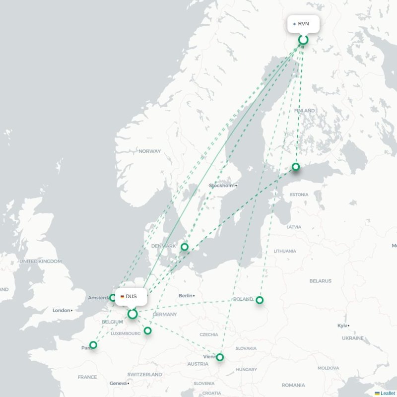 RVN - DUS route map