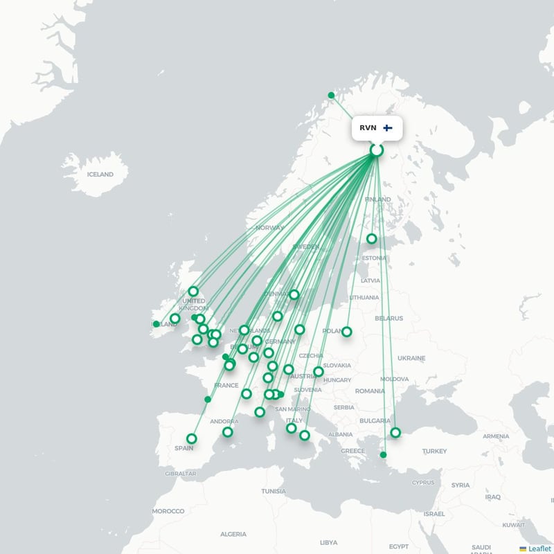 Route map Rovaniemi  RVN 