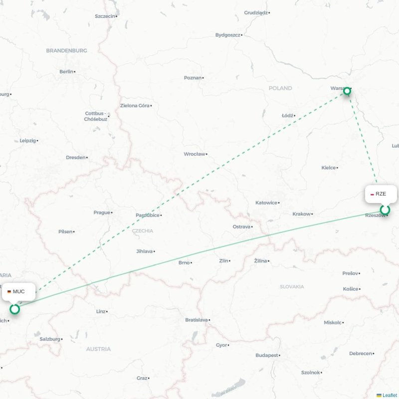 RZE - MUC route map