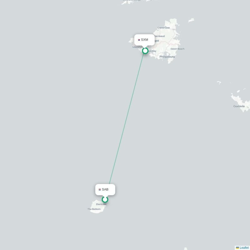 SAB - SXM route map