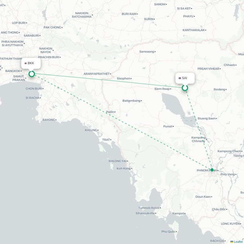 SAI - BKK route map
