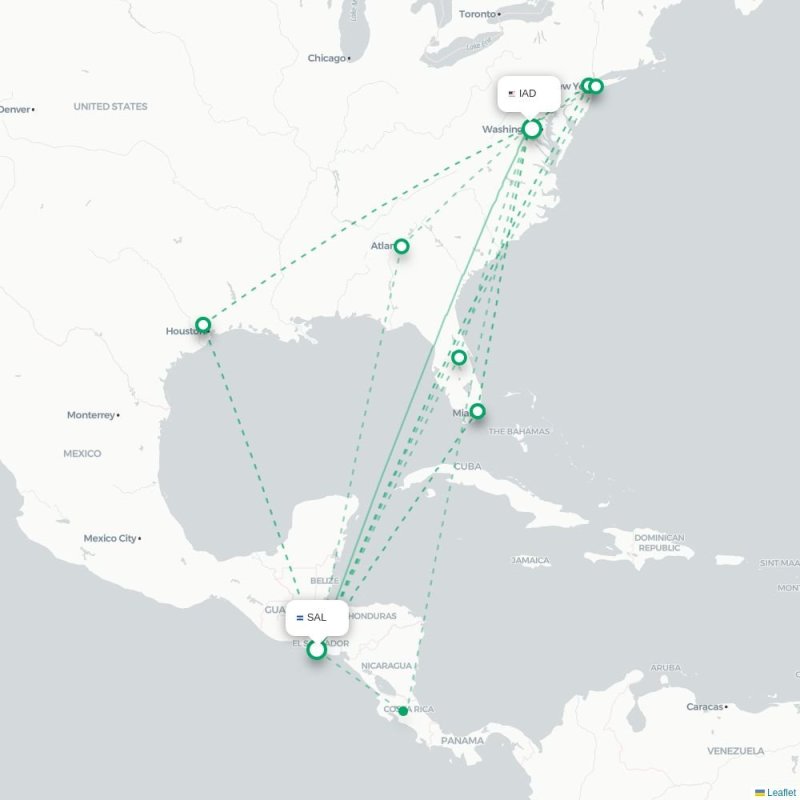 SAL - IAD route map