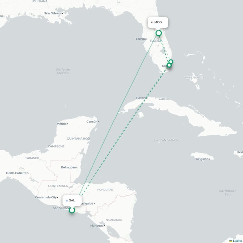 SAL - MCO route map