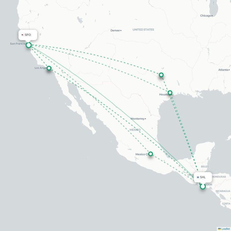 SAL - SFO route map