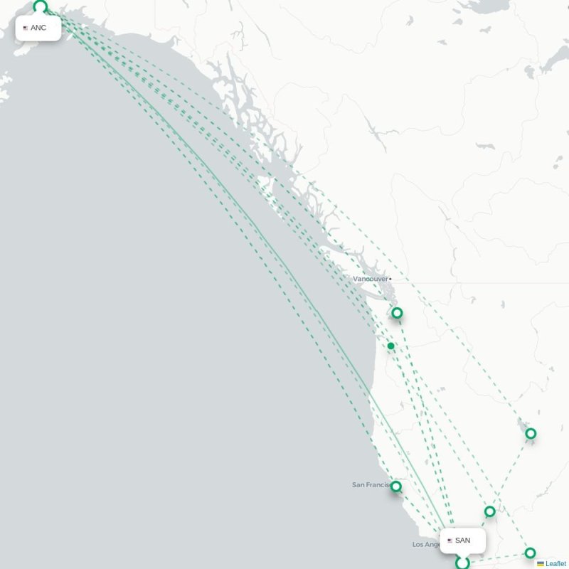SAN - ANC route map