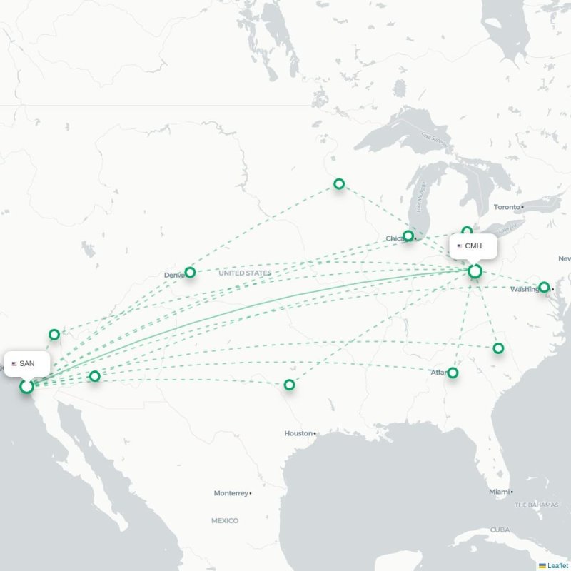 SAN - CMH route map