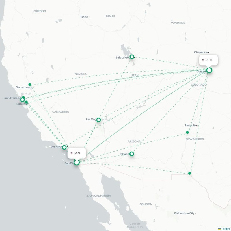 SAN - DEN route map