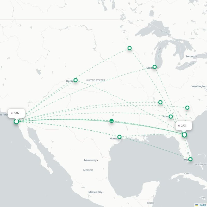 SAN - JAX route map