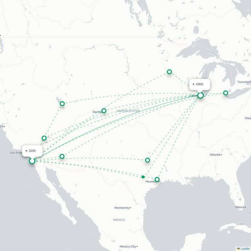SAN - ORD route map