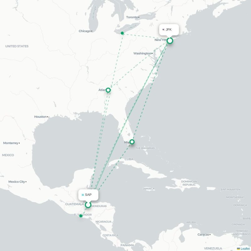 SAP - JFK route map