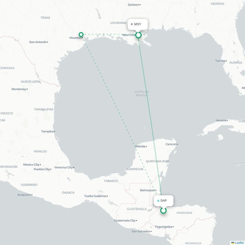 SAP - MSY route map