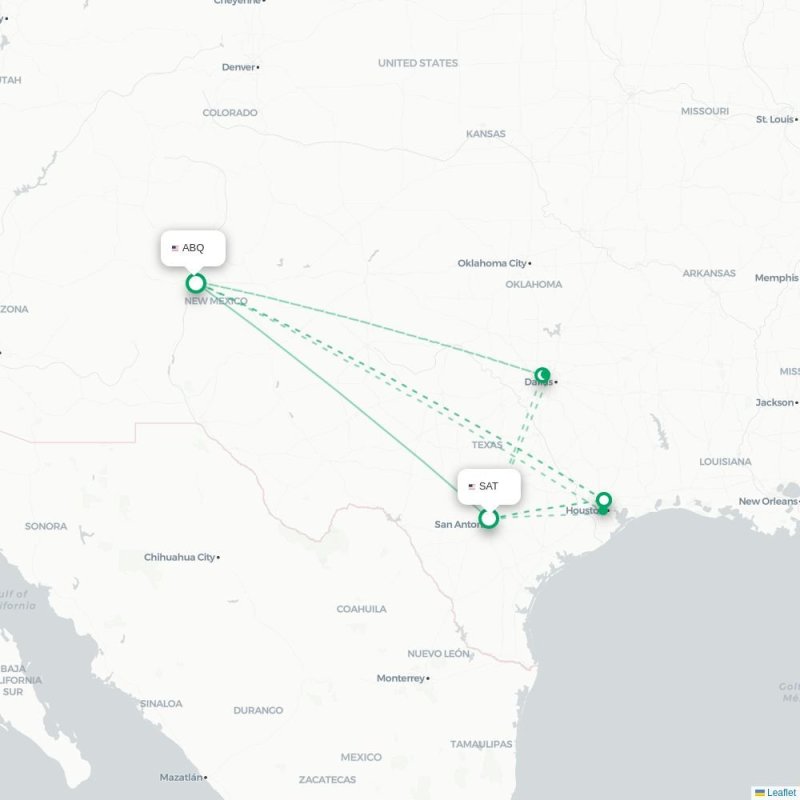 SAT - ABQ route map