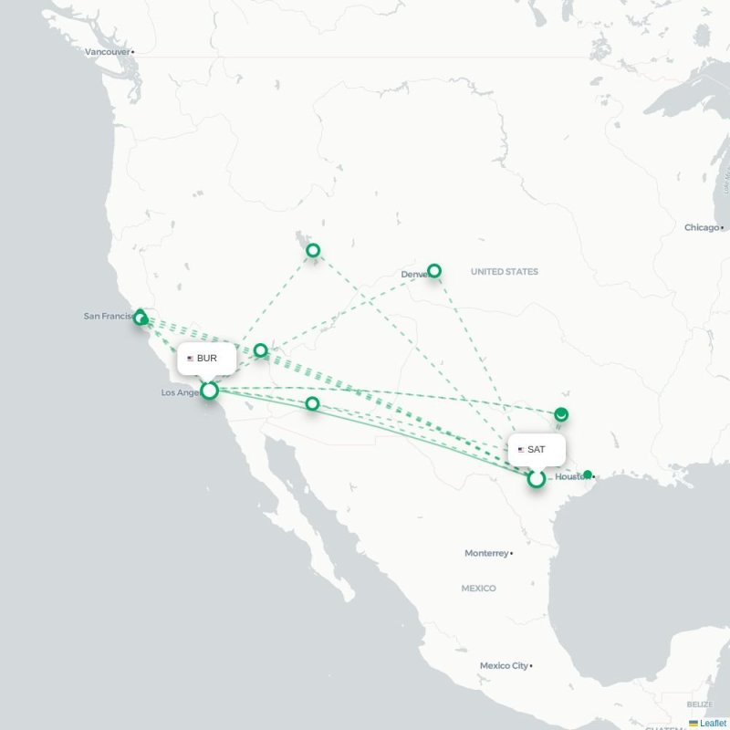 SAT - BUR route map