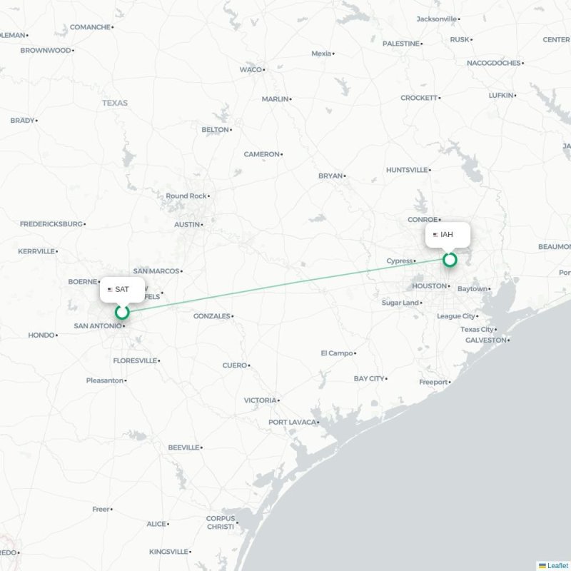 SAT - IAH route map