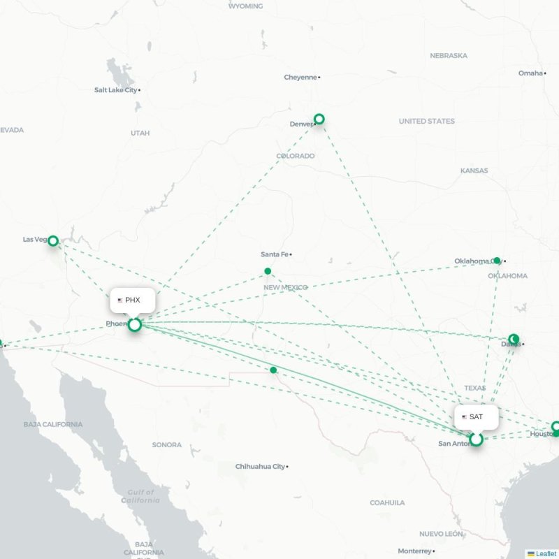 SAT - PHX route map