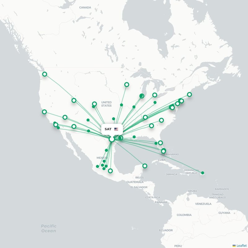 Route map San Antonio  SAT airport