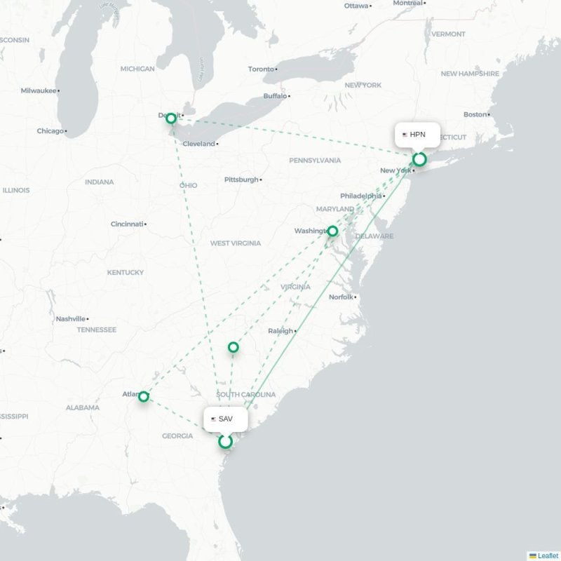 SAV - HPN route map