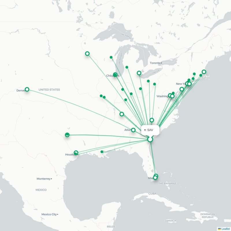 SAV - ORD route map