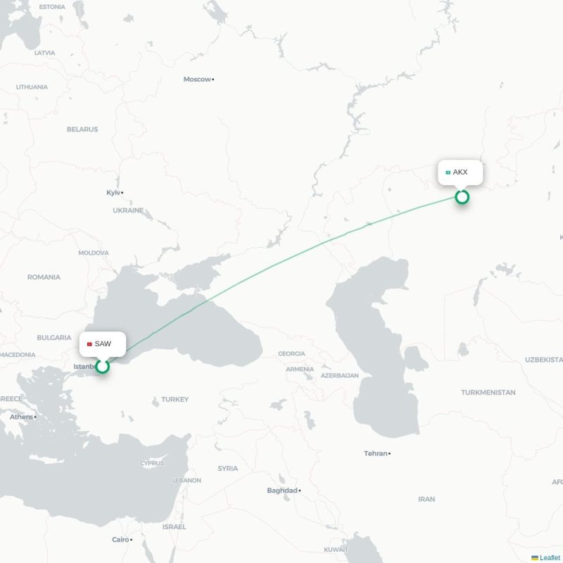 SAW - AKX route map