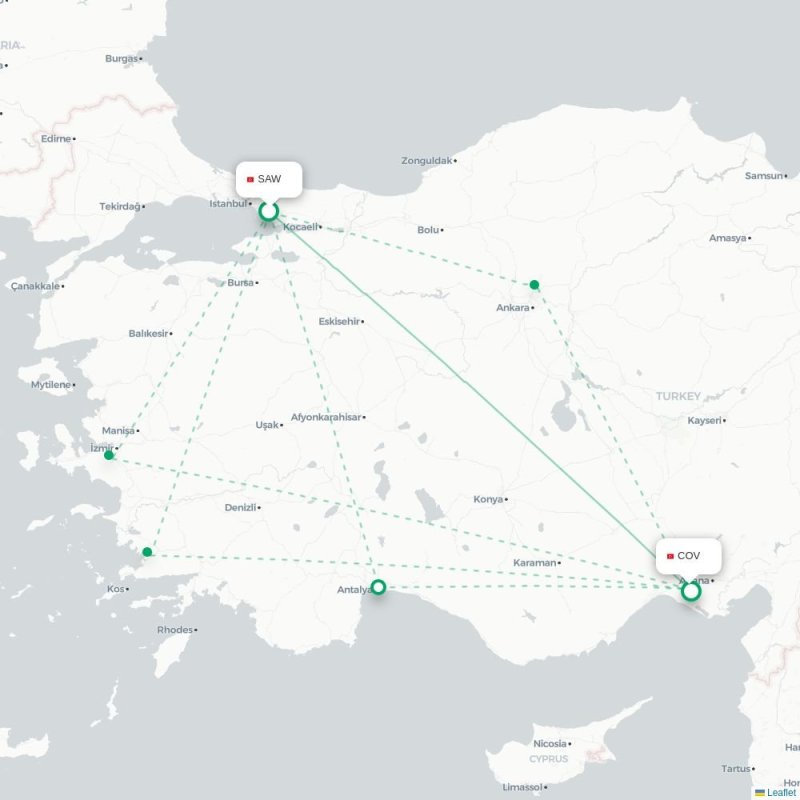 SAW - COV route map