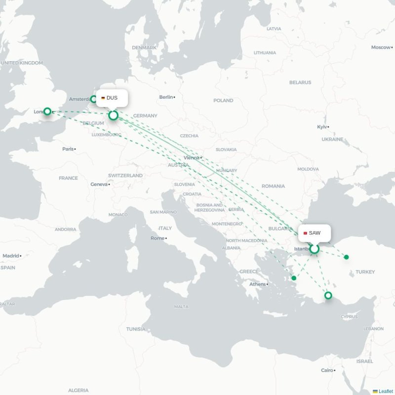 SAW - DUS route map