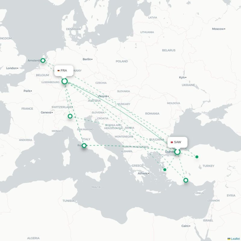 SAW - FRA route map