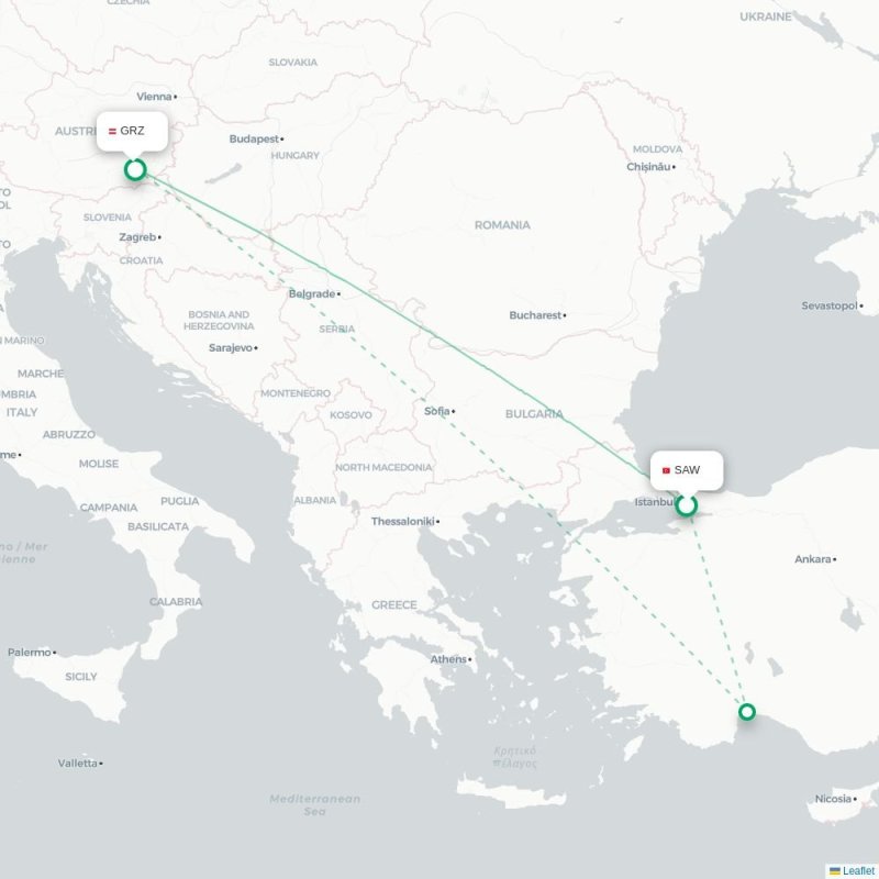 SAW - GRZ route map