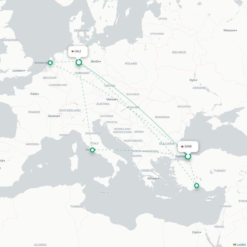 SAW - HAJ route map
