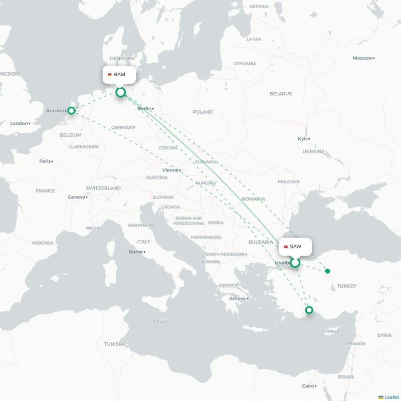 SAW - HAM route map