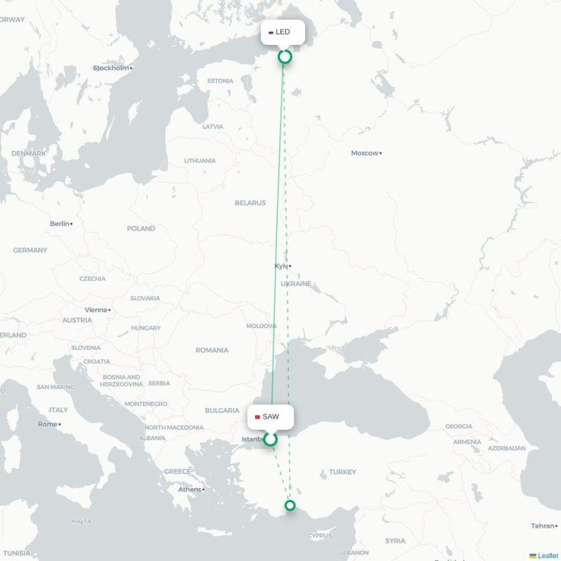 SAW - LED route map