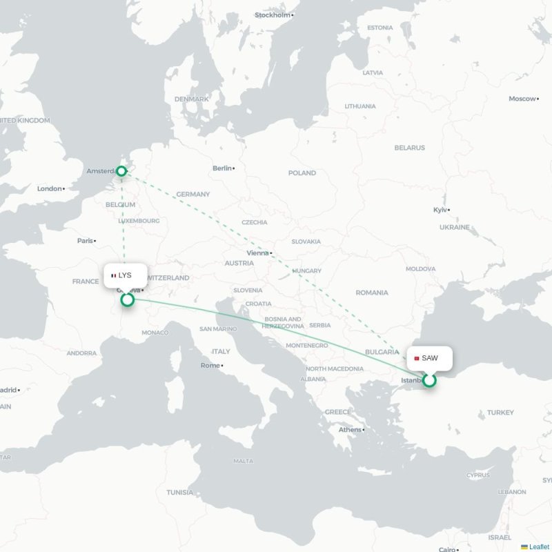SAW - LYS route map