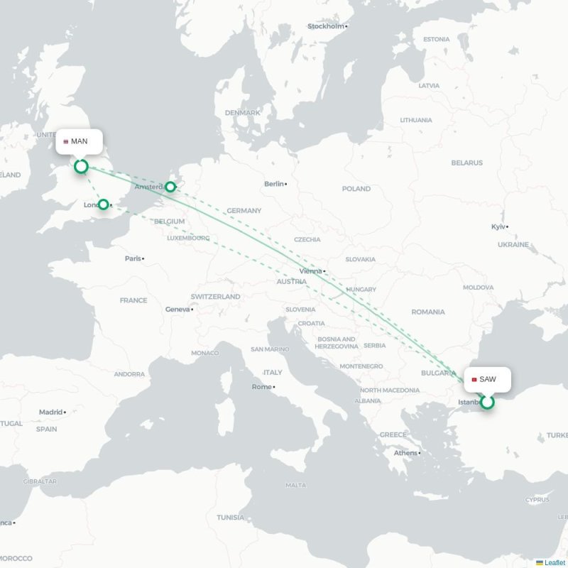 SAW - MAN route map