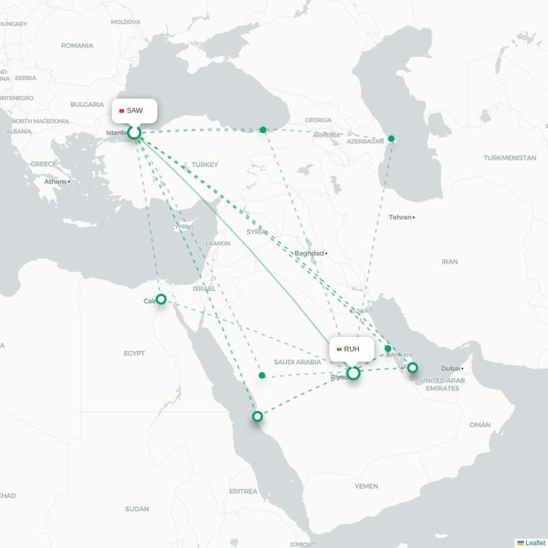 SAW - RUH route map