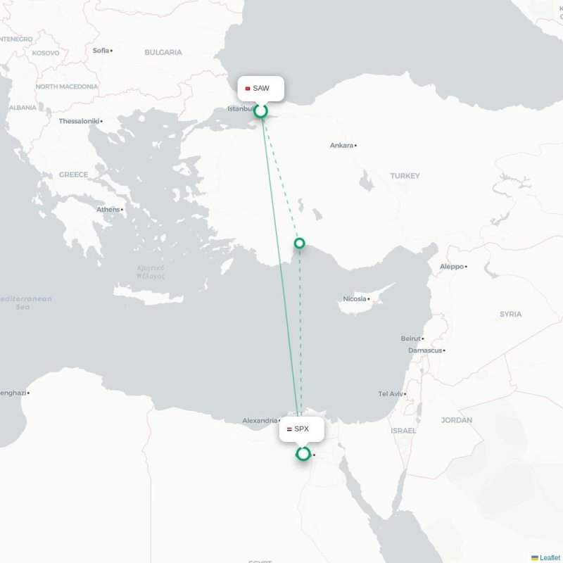 SAW - SPX route map