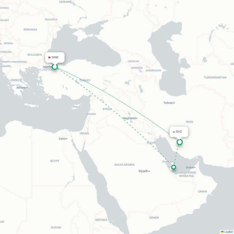 SAW - SYZ route map