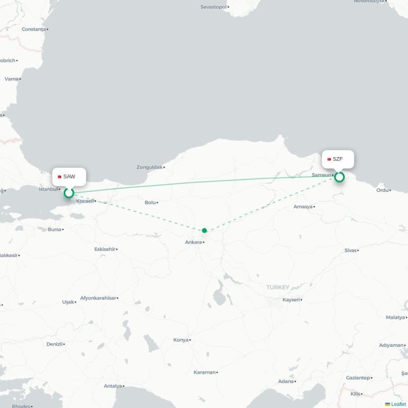 SAW - SZF route map