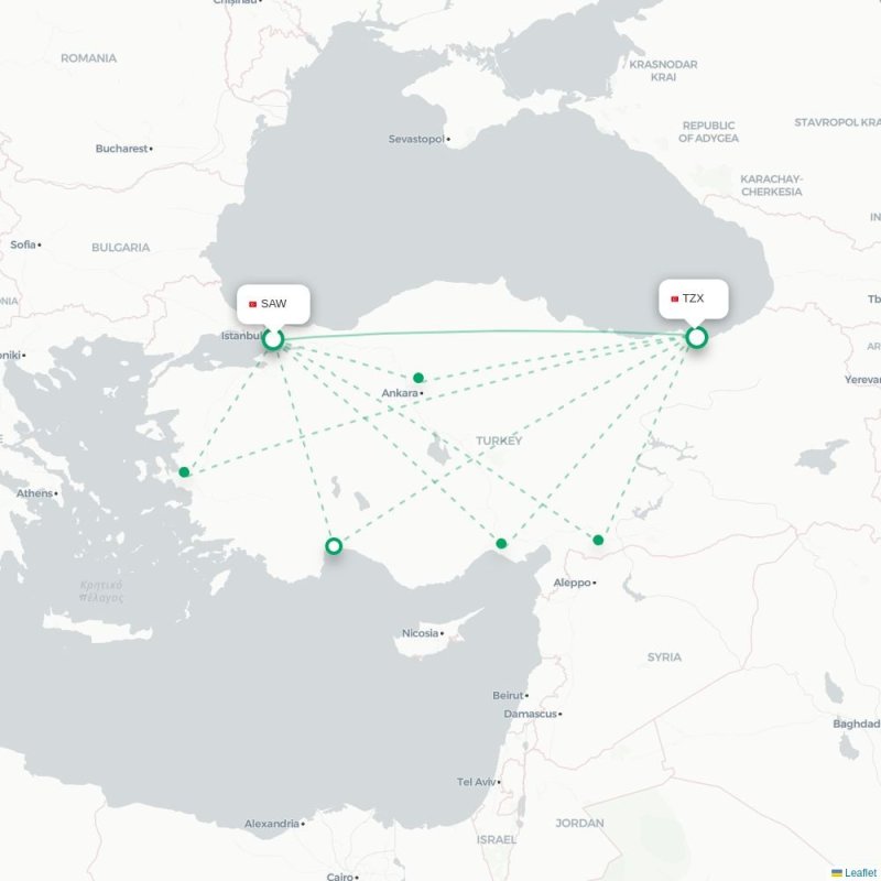SAW - TZX route map