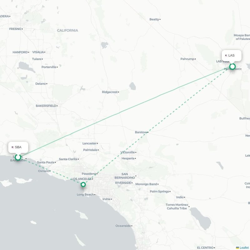 SBA - LAS route map