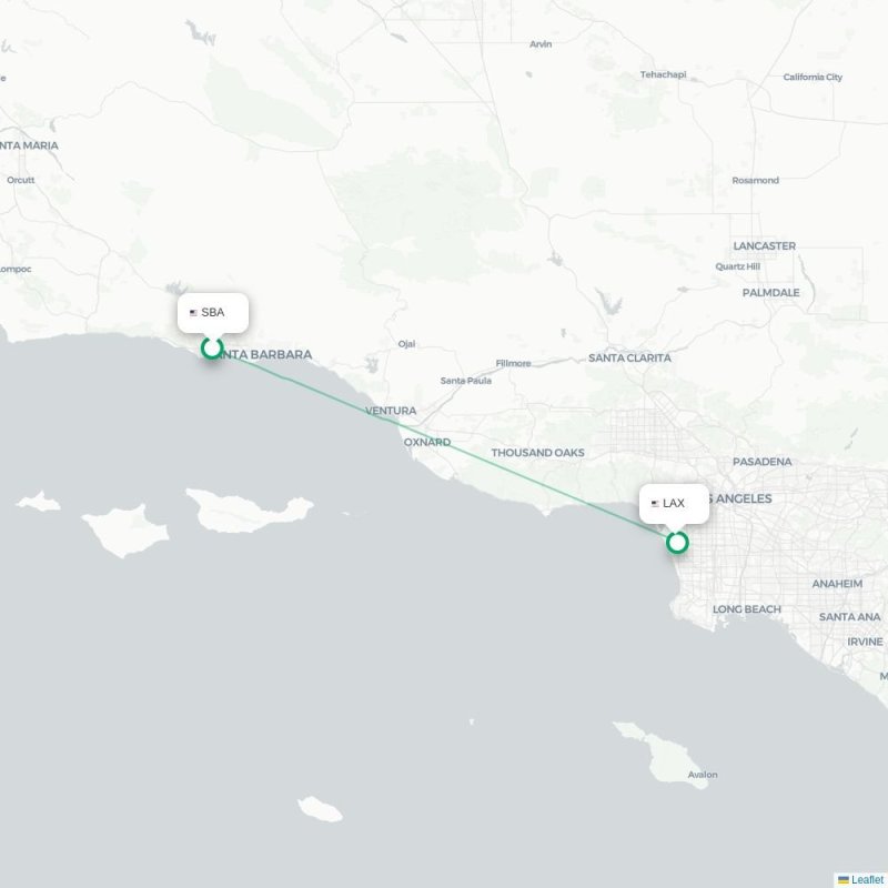 SBA - LAX route map