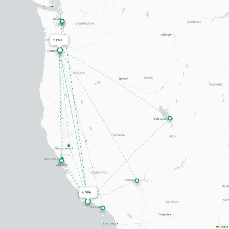 SBA - PDX route map