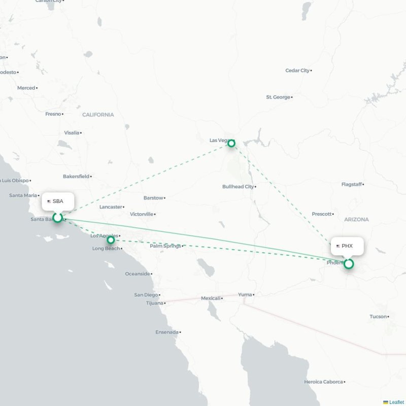 SBA - PHX route map