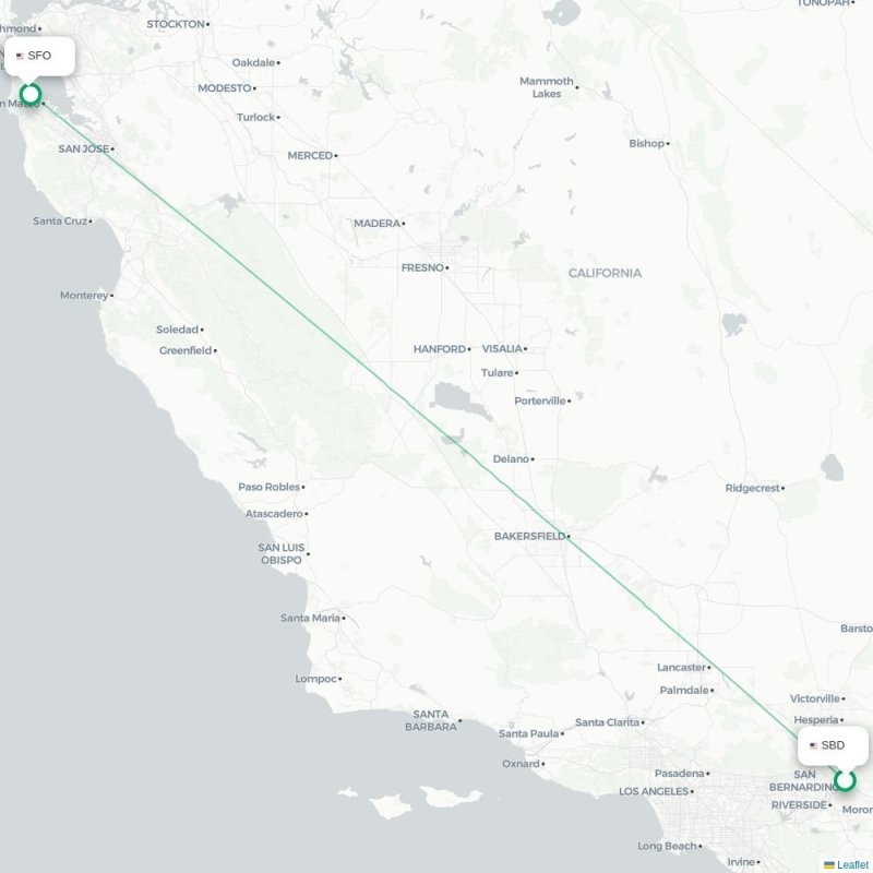 SBD - SFO route map