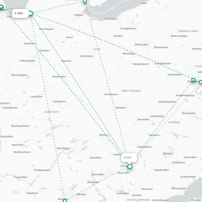SBN - CLT route map