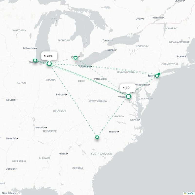 SBN - IAD route map