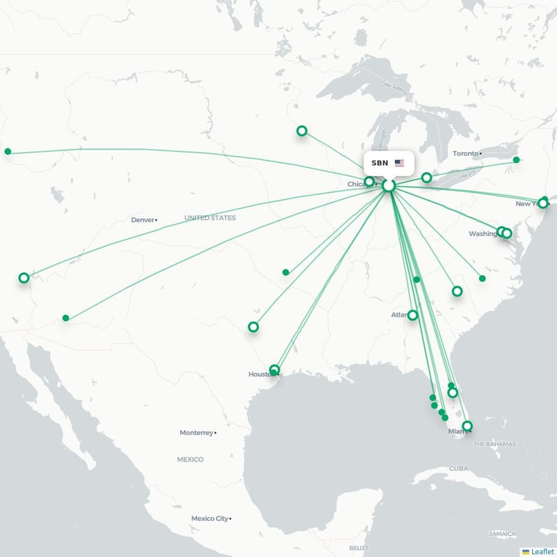 Route map South Bend  SBN 